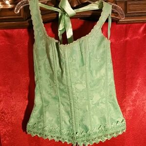 Aqua Frederick's of Hollywood lace up corset